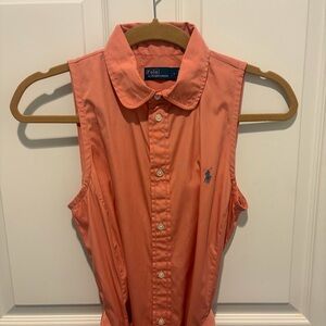 Polo by Ralph Lauren Coral Sleeveless Button-Down Shirt